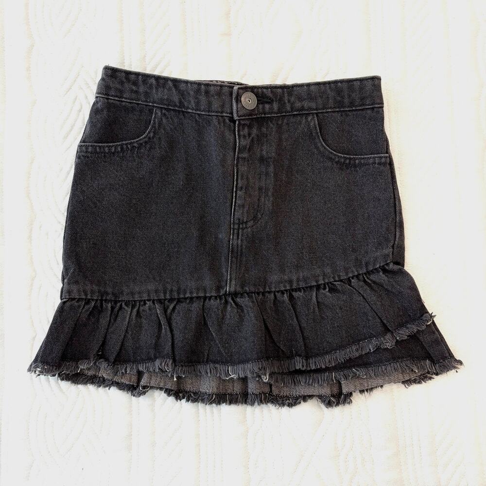 Black Denim Ruffle Mini Skirt Size 5T
